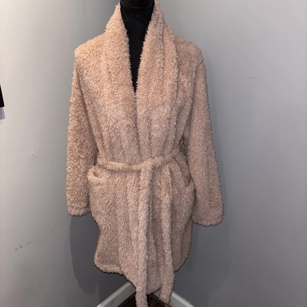 N by Natori Pale Pink Blush Robe Women’s L/XL Belted Short Pockets Comfy